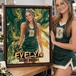 Personalized Abstract Oil Painting Style Cheerleader Photo Canvas Prints with Name and Text Home Decor Birthday Gift for Cheerleaders