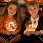 Personalised Halloween Theme Photo Pumpkin Bat Moon Acrylic LED Night Light with Name and Wooden Base Bedroom Decor Halloween Party Gift for Kid