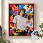 Personalized Skateboarding Graffiti Oil Painting Style Photo Canvas Prints with Name Home Decor Birthday Gift for Skateboarding Lovers