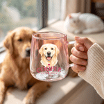 Personalized My Best Friend Pet Photo Giadient Glass Mug with Name and 3D-Style Heart Ornament Birthday Gift for Pet Lover Friend