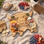 Personalized Highland Cow FDA Food Safe Wooden Serving Platter Charcuterie Board with Name Housewarming Birthday Gift for Highland Cow Lovers