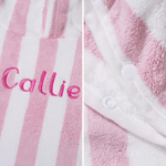 Personalized Embroidered Name Stripe Quick-Dry Absorbent Hooded Beach Towel Pool Party Travel Birthday Gift for Kids Boys Girls