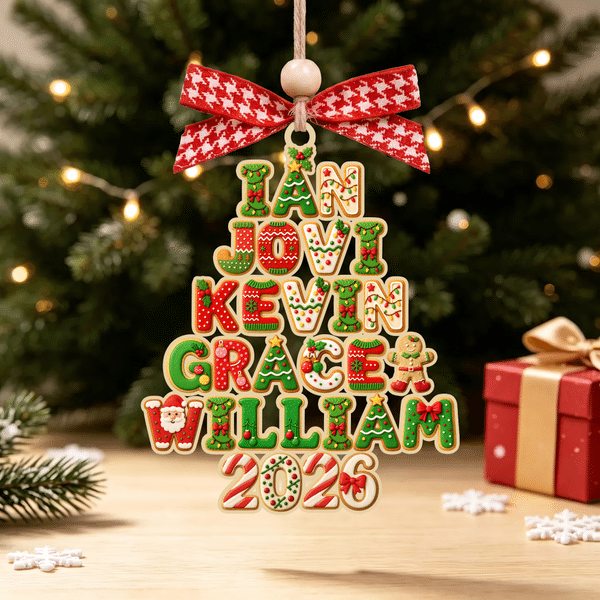 Personalised 2-6 Texts Christmas Tree Christmas Ornament Home Tree Decor Christmas Gift for Family Parents