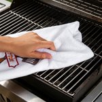 Personalised Embroidered BBQ Theme Fork Shovel 100% Cotton Towel with Name Birthday Housewarming Gift for Grill Masters Cooking Lovers