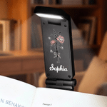 Personalized Birth Flower LED Rechargeable Light Clip with Name Reading Accessories Birthday Gift for Book Lovers Readers Students