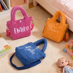 Personalized Multicolor Cute Embroidered Name Corduroy Crossbody Bag Birthday Back to School Gift for Kids Girls Boys
