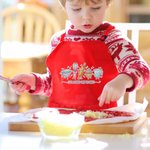 Personalized Cute Cartoon Kitchenware Patterns Adjustable Kid Apron Chef Hat Set with Name and Pocket Birthday Gift for Boy Girl