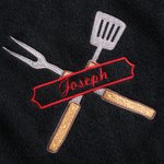 Personalised Embroidered BBQ Theme Fork Shovel 100% Cotton Towel with Name Birthday Housewarming Gift for Grill Masters Cooking Lovers