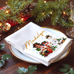Personalized 3D-Style Character Artwork Photo 100% Cotton Reusable Table Napkin with Name Table Decor Christmas Gift for Family Kids