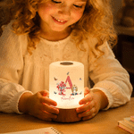 Veilleuse personnalisée avec fleur de naissance et personnage de dessin animé, à intensité variable et couleurs changeantes, avec prénom et initiale – Décoration de chambre, cadeau d'anniversaire pour 5