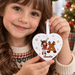 Personalized 3D-Effect Artwork Christmas Cartoon Character Photo Heart Circle Ornament with Name Christmas Eve Party Gift for Kids Family Friends