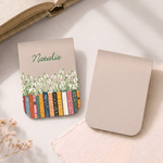 Personalized Birth Flower Book Magnetic PU Leather Bookmark Clip with Name Daily Use Reading Accessory Birthday Gift for Bookworms Book Lovers