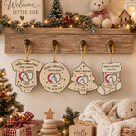 Personalised Merry Christmas Santa Hat Footprints Christmas Ornament with Title Name and Year Tree Decor Christmas Gift for New Parents Family