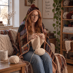 Personalised Cartoon Knitting Character Soft Hooded Blanket with Name Birthday Gift for Knitting Sewing Lovers
