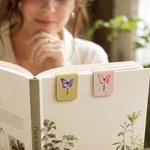 Personalized Butterfly Birth Flower Magnetic PU Leather Bookmark Clip with Name Reading Birthday Gift for Book Lovers Bookworms