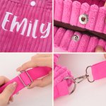 Personalized Multicolor Cute Embroidered Name Corduroy Crossbody Bag Birthday Back to School Gift for Kids Girls Boys