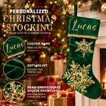 Personalised Gorgeous Golden Sequin Snowflake Velvet Christmas Stocking with Name Christmas Holiday Gift For Family Kids