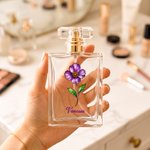 Personalised Birth Flower Refillable Perfume Bottle with Name and Ribbon Daily Use Travel Birthday Wedding Gift for Woman Bride Friend