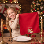 Personalized 3D-Style Character Artwork Photo 100% Cotton Reusable Table Napkin with Name Table Decor Christmas Gift for Family Kids