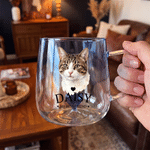 Personalized My Best Friend Pet Photo Giadient Glass Mug with Name and 3D-Style Heart Ornament Birthday Gift for Pet Lover Friend