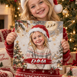 Personalized Christmas Theme Graffiti Oil Painting Style Photo Canvas Prints with Name Home Decor Christmas Gift for Family Friends