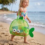 Personalized Adorable Whale Shape Mesh Beach Bag with Embroidered Name Travel Essential Summer Vacation Gift for Kids Toddlers