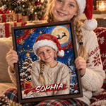 Personalized Christmas Theme Graffiti Oil Painting Style Photo Canvas Prints with Name Home Decor Christmas Gift for Family Friends