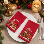 Personalized 3D-Style Character Artwork Photo 100% Cotton Reusable Table Napkin with Name Table Decor Christmas Gift for Family Kids
