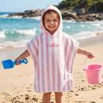 Personalized Embroidered Name Stripe Quick-Dry Absorbent Hooded Beach Towel Pool Party Travel Birthday Gift for Kids Boys Girls