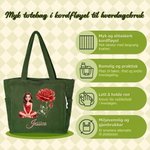 Personlig kordfløyel tote bag med tegneserieportrett fra bilde fødselsblomst og navn skreddersydd skulderveske gave til henne