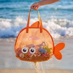 Personalized Adorable Whale Shape Mesh Beach Bag with Embroidered Name Travel Essential Summer Vacation Gift for Kids Toddlers