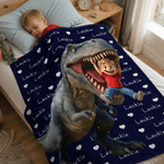 Personalized 3D-Effect Artwork Cartoon Dinosaur Kid Character Photo Soft Throw Blanket with Name Home Decor Back to School Birthday Gift for Kid