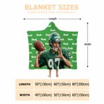 Personalized Oil Painting Style Photo American Football Soft Hooded Blanket with Name and Text Birthday Gift for Sports Lover
