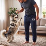 Personalized Paw Print Walking Dog Comfortable Pocket Drawstring Sports Sweatpants with Name Birthday Gift Dog Owners