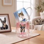 Personalized My Best Friend Pet Photo Giadient Glass Mug with Name and 3D-Style Heart Ornament Birthday Gift for Pet Lover Friend