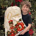 Personalized 3D-Effect Artwork Christmas Character Photo Drawstring Christmas Gift Bag with Name and Initial Christmas Party Gift for Kids