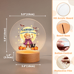 Personalised Halloween Theme Photo Pumpkin Bat Moon Acrylic LED Night Light with Name and Wooden Base Bedroom Decor Halloween Party Gift for Kid