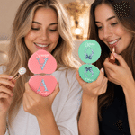 Personalised Toile-Style Initial Mini Square PU Makeup Mirror with Name Anniversary Birthday Gift for Women Besties