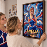 Personalized Abstract Oil Painting Style Cheerleader Photo Canvas Prints with Name and Text Home Decor Birthday Gift for Cheerleaders