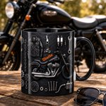 Personalised Motorbike Theme 11 oz 15 oz Ceramic Mug with Name Daily Use Birthday Gift for Motorbike Riders Biker Enthusiasts