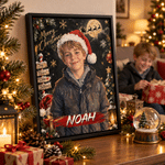 Personalized Christmas Theme Graffiti Oil Painting Style Photo Canvas Prints with Name Home Decor Christmas Gift for Family Friends