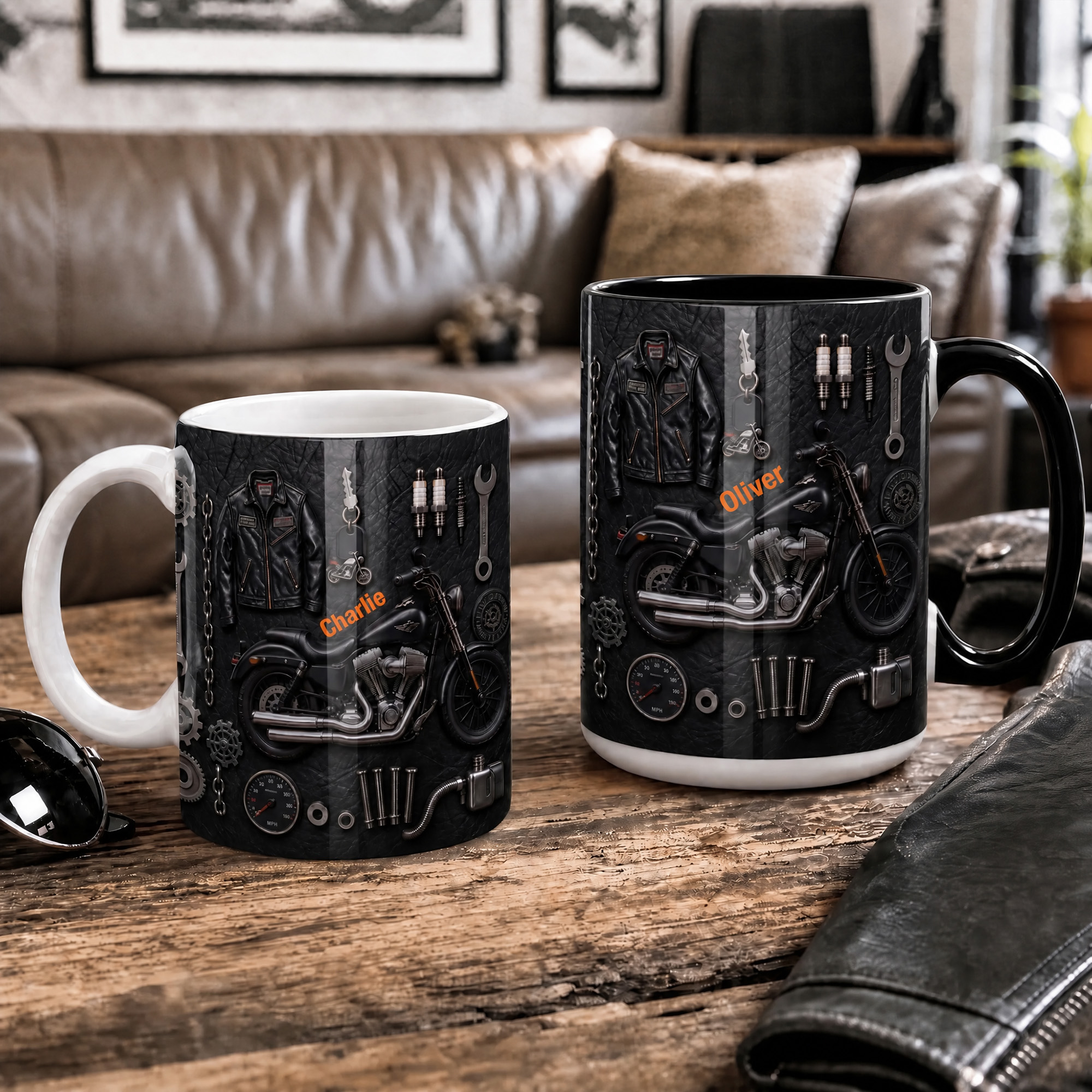 Tazza In Ceramica Personalizzata A Tema Motociclistico Da 11 Oz E 15 Oz Con Nome – Regalo Di Compleanno Per L'uso Quotidiano, Per Motociclisti E Appassionati Di Moto-image