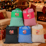 Personalized 3D-Effect Artwork Kid Character Photo Plaid Christmas Gift Bag with Name and Initial Christmas Gift for Kids Family