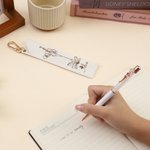 Personalised Line Flower PU Leather Ballpoint Pen Case and Ballpoint Pen Set with Name Birthday Teacher Appreciation Gift for Teachers Women