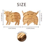Personalized Highland Cow FDA Food Safe Wooden Serving Platter Charcuterie Board with Name Housewarming Birthday Gift for Highland Cow Lovers
