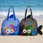 Personalized Adorable Whale Shape Mesh Beach Bag with Embroidered Name Travel Essential Summer Vacation Gift for Kids Toddlers