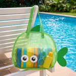 Personalized Adorable Whale Shape Mesh Beach Bag with Embroidered Name Travel Essential Summer Vacation Gift for Kids Toddlers