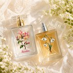 Personalised Birth Flower Refillable Perfume Bottle with Name and Ribbon Daily Use Travel Birthday Wedding Gift for Woman Bride Friend