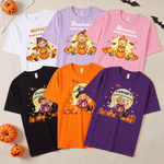 Personalized Halloween Cartoon Kid Character Photo 100% Cotton T-shirt with Name Daily Wear Halloween Party Holiday Gift for Boys Girls