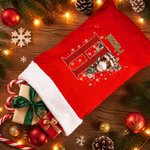 Personalised Christmas Theme Initial Velvet Pom-Pom Santa Sack Gift Bag with Name Holiday Decor Christmas Gift for Kids Family Friends
